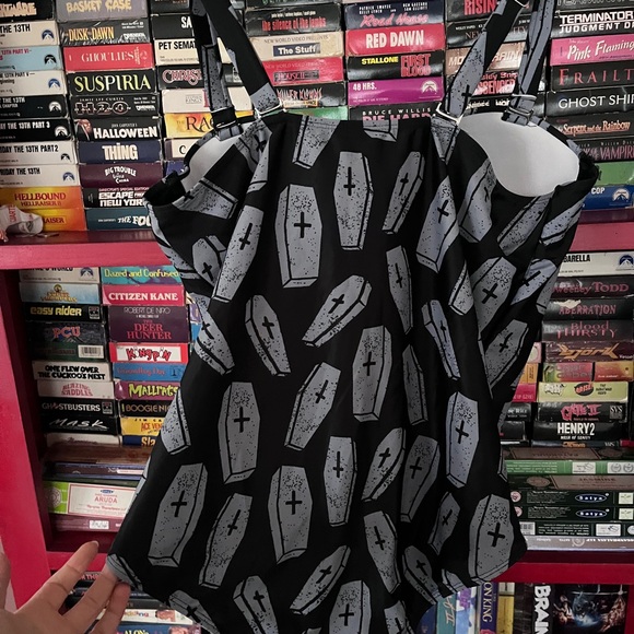 Discontinued Sourpuss Coffin Bathing Suit 1 Piece XXL Goth Witchy - Picture 4 of 4